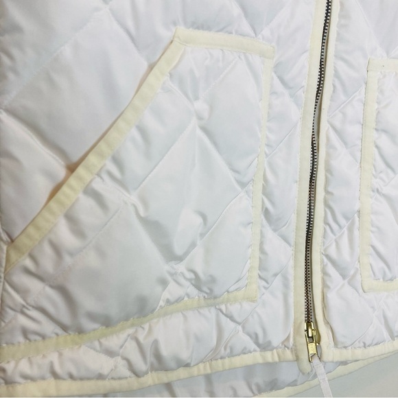 J. Crew “Excursion” white with cream trim quilted down puffer vest. Size small - Picture 2 of 4